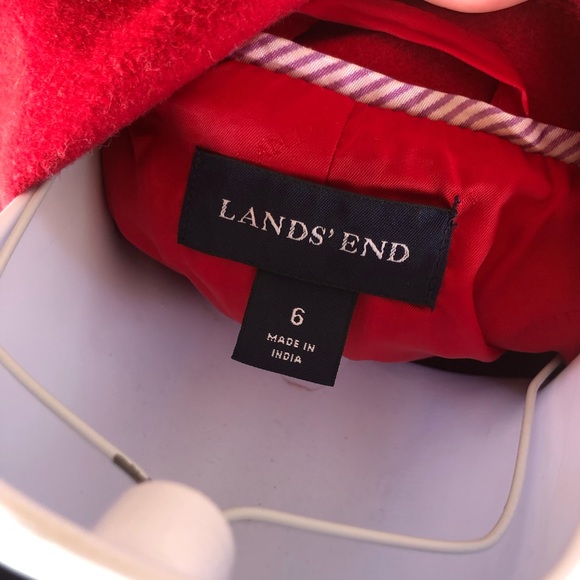 Lands' End red wool pea coat size 6 - Picture 4 of 11